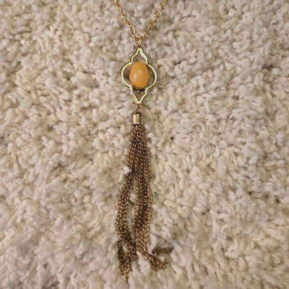 Vintage Gold Tone Long Tassle Necklace 2 sided - Picture 6 of 8